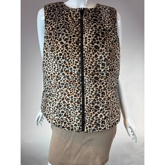 Leopard Print Polyester Reversible Vest With Front Zipper By I.N. Studio M - Picture 11 of 16